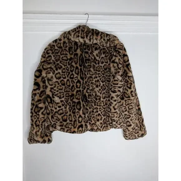 Philosophy Republic Clothing Jacket Womens Medium Brown Leopard Faux Fur - Picture 6 of 7